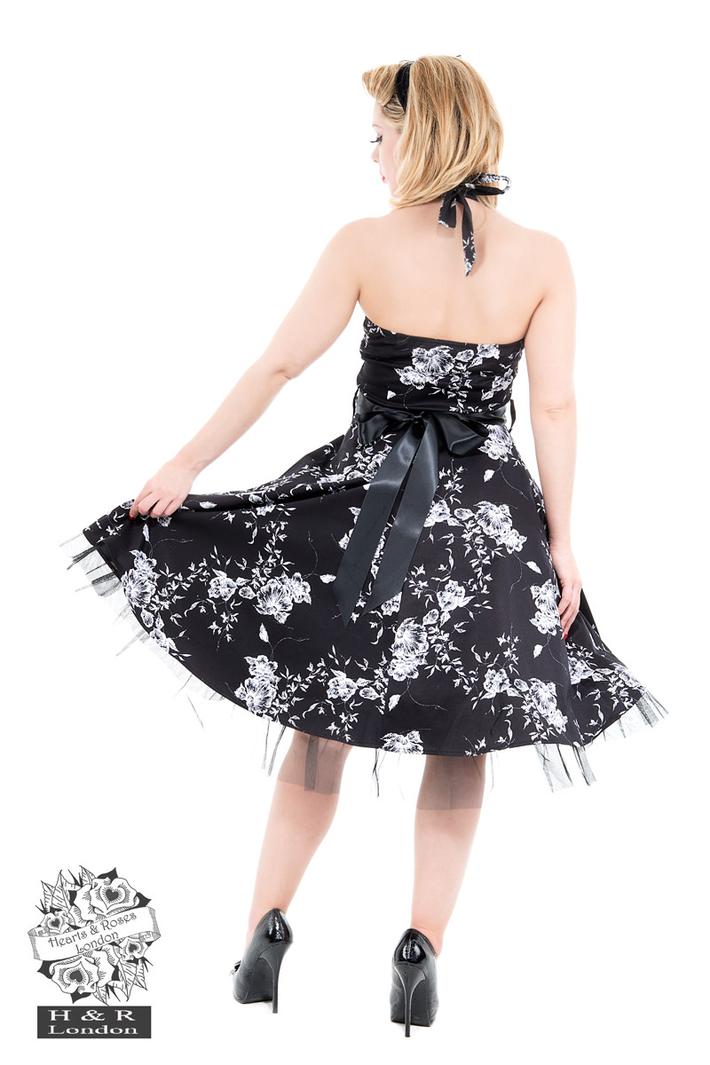 Black White Vintage Floral Prom Dress ONLY 12.16